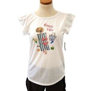 Vintage Rose Ruffle sleeve crew neck tshirt